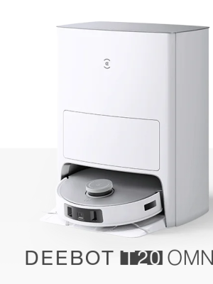 ECOVACS DEEBOT T20 Omni 6000Pa Robot Vacuum Cleaner, Auto Mop Lift, Hot Water Cleaning and Drying, Auto Emptying, 3D Obstacle Detection, 4L Water Tank, Alexa/APP